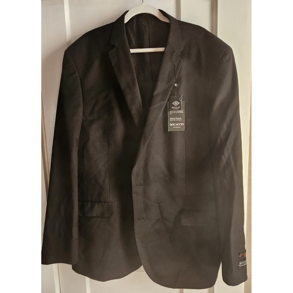 NWT BOCACCIO UOMO Le Collezioni Men black‎ suit jacket  54L